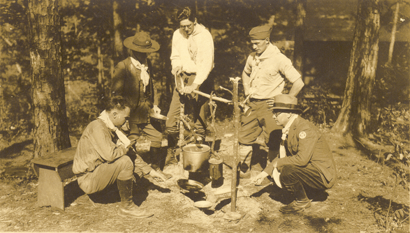 boyscout men working