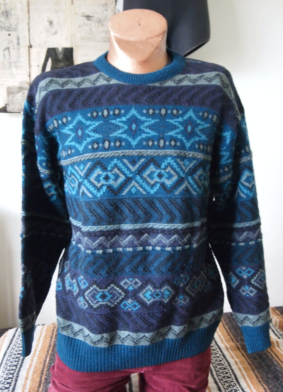 The Eye of Faith Vintage Graphic Cool Sweater London Fog Large Menswear Bad Ass